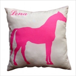 Coussin cheval rose personnalisable