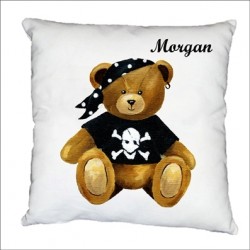 Coussin Ourson pirate morgan personnalisable