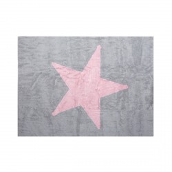 Tapis enfant coton gris étoile Estela rose