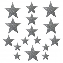 Planche d'étoiles argentées pailletées thermocollantes