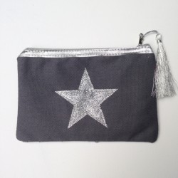 Pochette grise étoile argentée personnalisable