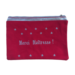 Pochette "Merci Maitresse" rouge personnalisable