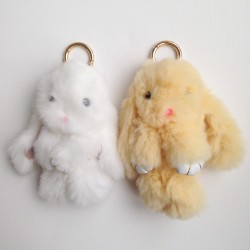 Duo de porte-clés lapins beige et blanc