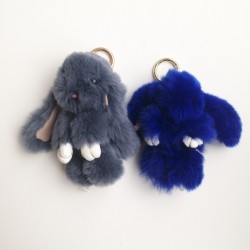 Duo de porte-clés lapins gris anthracite et bleu foncé