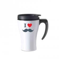 Mug isotherme blanc I love moustache rouge