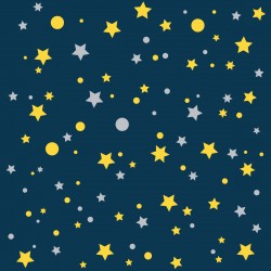 Papier peint bleu marine étoiles de la galaxie jaunes