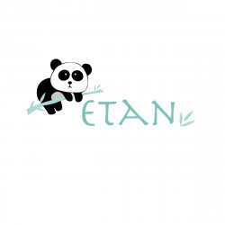 Sticker prénom panda Etan menthe