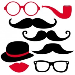 Sticker panoplie moustache rouge et noire