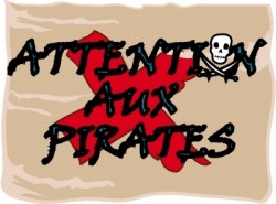 Sticker Plaque de porte - Attention aux Pirates