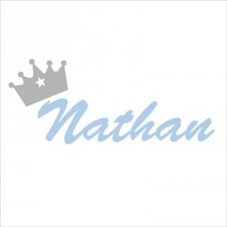 Sticker prénom couronne Nathan bleu