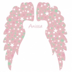 Sticker Tête de lit Ailes d'anges rose personnalisable