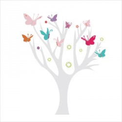 Stickers Arbre à Papillons multicolores
