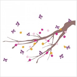 Stickers Arbre à papillons violets