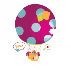 Stickers Doudou en en montgolfière