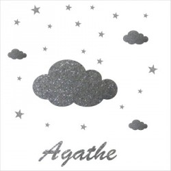 Stickers grand nuage argent
