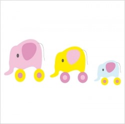 Stickers La famille éléphant Décor jaune