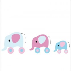 Stickers La famille éléphant Décor mauve