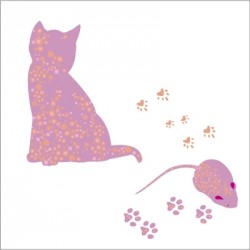 Stickers Lili la chatte et léa la petite souris - Rose