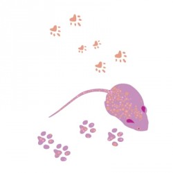Stickers Léa la petite souris et ses traces de pas - Rose