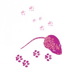 Stickers Léa la petite souris et ses traces de pas - Rose Fushia