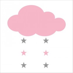 Stickers nuage et étoiles rose pale et gris