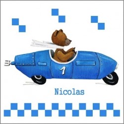 Stickers ours en voiture bleue