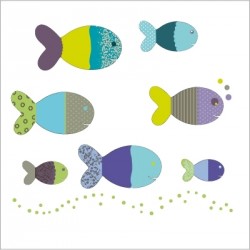 Stickers poissons bleus et verts