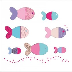 Stickers poissons roses