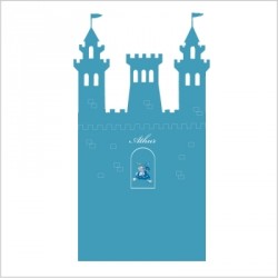 Stickers tête de lit le château fort personnalisable bleu canard