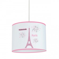 Abat Jour ou Suspension Melle Paris Tour Eiffel rose personnalisable