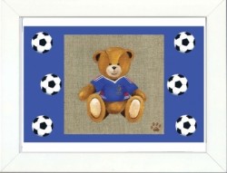 Tableau enfant encadré ours en joueur de foot