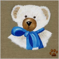 Tableau ours garçon au noeud bleu