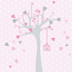 Tableau personnalisable arbre à coeurs rose