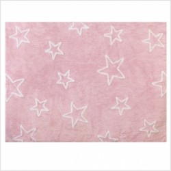 Tapis enfant coton étoiles Esterella rose