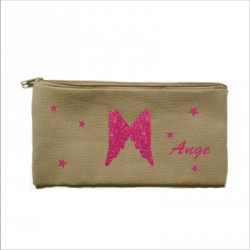Trousse personnalisable taupe ailes d'ange