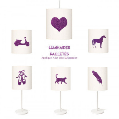Collection de luminaires pailletés violet