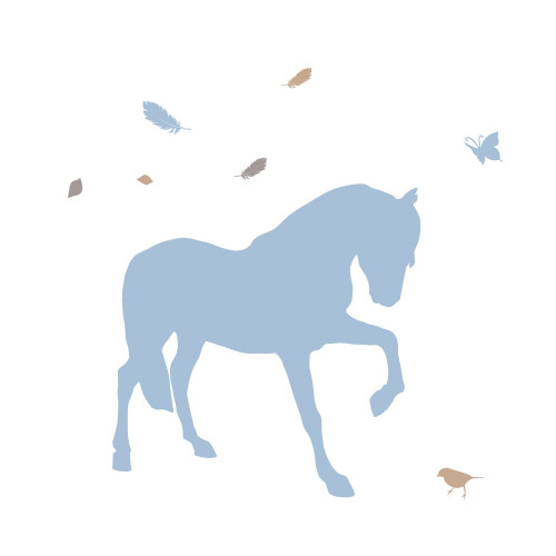 Déco cheval plume bleu ciel  Lili Pouce : stickers, tapis